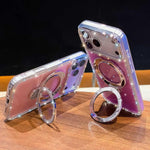 ラインストーングリッターキックスタンド両面IMDスマホケース、iPhone 15 Pro Max用、iPhone 15 Pro用、iPhone 15用、iPhone 14用、iPhone 14 Pro用、iPhone 14 Pro Max用、iPhone 13 Pro Max用、iPhone 13 Pro用