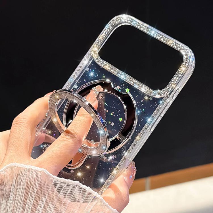 ラインストーングリッターキックスタンド両面IMDスマホケース、iPhone 17 Pro Max用、iPhone 17 Pro用、iPhone 17用、iPhone Air用、iPhone 16 Pro Max用、iPhone 16 Pro用、iPhone 16 Plus用、iPhone 16用