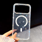 ラインストーン両面IMD PCハイブリッドTPUマグネットフォンケース、iPhone 13用