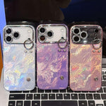 メタリックな質感のプレーティングホイル風リストバンドホルダー付きTPUスマホケース、iPhone 13用