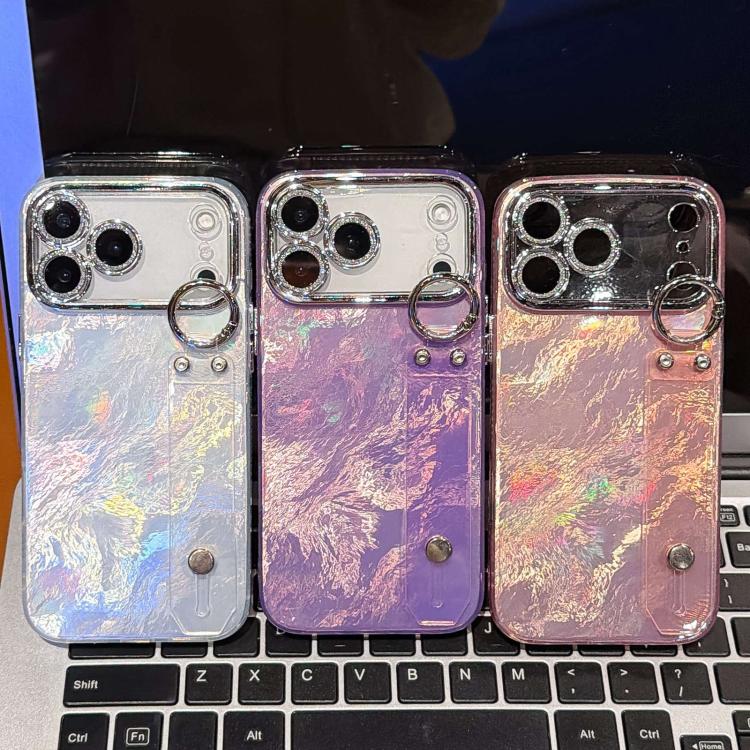 メタリックな質感のプレーティングホイル風リストバンドホルダー付きTPUスマホケース、iPhone 13用