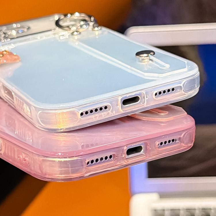 メタリックな質感のプレーティングホイル風リストバンドホルダー付きTPUスマホケース、iPhone 13用