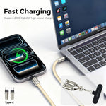 MOCOME W3 Type-CからType-C 多機能充電ケーブル 調節可能クロスボディスマホストラップ