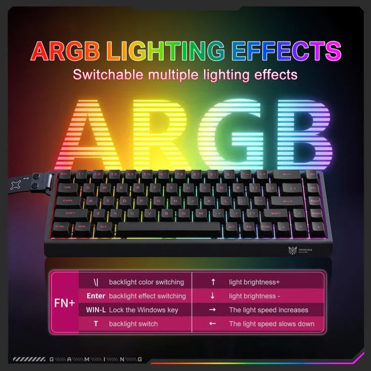 ONIKUMA MT603 68キー RGB トリモード マグネティックスイッチ ゲーミングキーボード, MT603