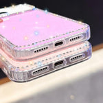 ラインストーン両面IMD PCハイブリッドTPUスマホケース、iPhone 17 Pro Max用、iPhone 17 Pro用、iPhone 17用、iPhone Air用、iPhone 16 Pro Max用、iPhone 16 Pro用、iPhone 16 Plus用、iPhone 16用