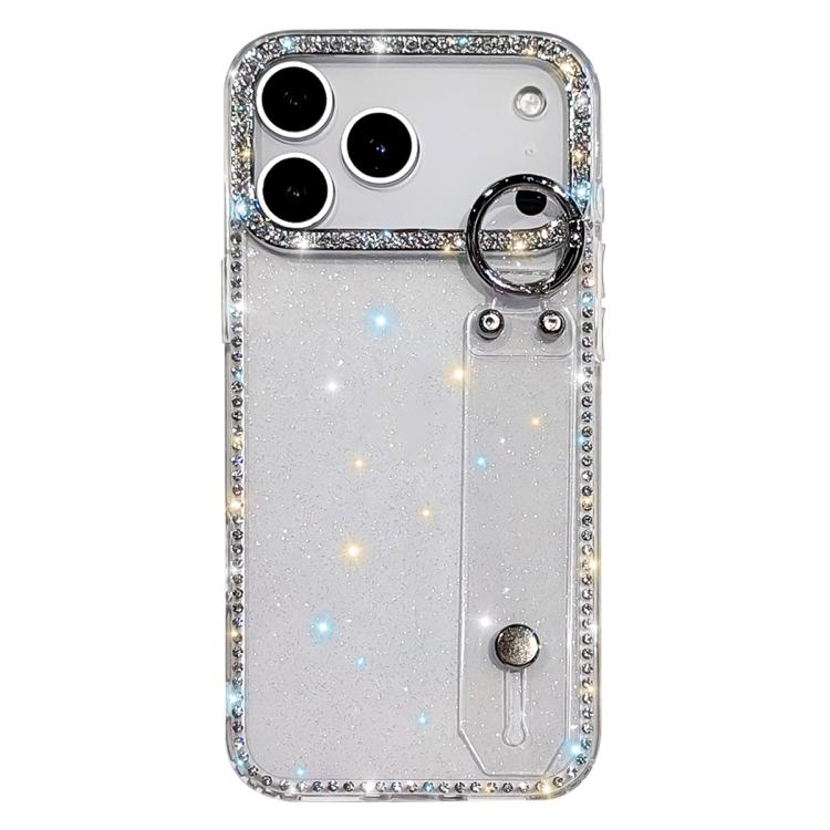 ラインストーングリッターストラップホルダーiPhoneケース、iPhone 17 Pro用、iPhone 17用、iPhone Air用、iPhone 16 Pro Max用、iPhone 16 Pro用、iPhone 16 Plus用、iPhone 16用、iPhone 15 Pro Max用