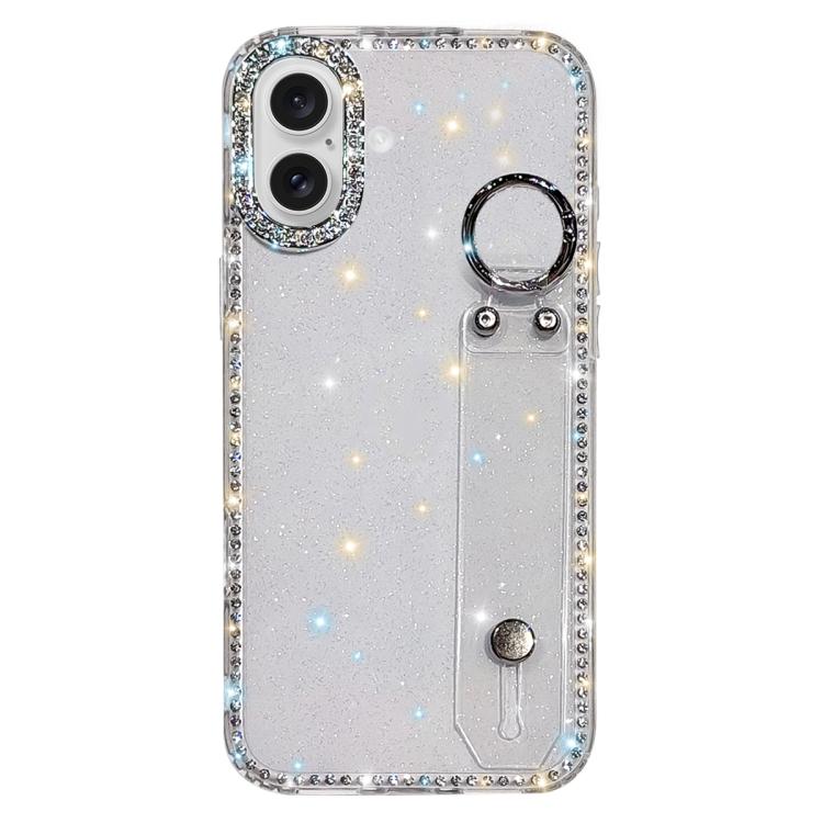 ラインストーングリッターストラップホルダーiPhoneケース、iPhone 17 Pro用、iPhone 17用、iPhone Air用、iPhone 16 Pro Max用、iPhone 16 Pro用、iPhone 16 Plus用、iPhone 16用、iPhone 15 Pro Max用