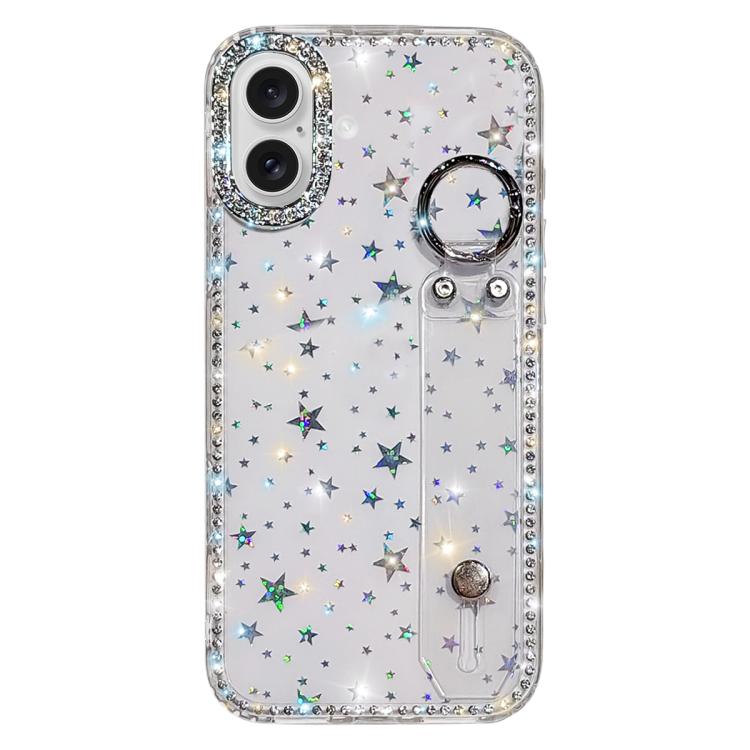 ラインストーングリッターストラップホルダーiPhoneケース、iPhone 17 Pro用、iPhone 17用、iPhone Air用、iPhone 16 Pro Max用、iPhone 16 Pro用、iPhone 16 Plus用、iPhone 16用、iPhone 15 Pro Max用