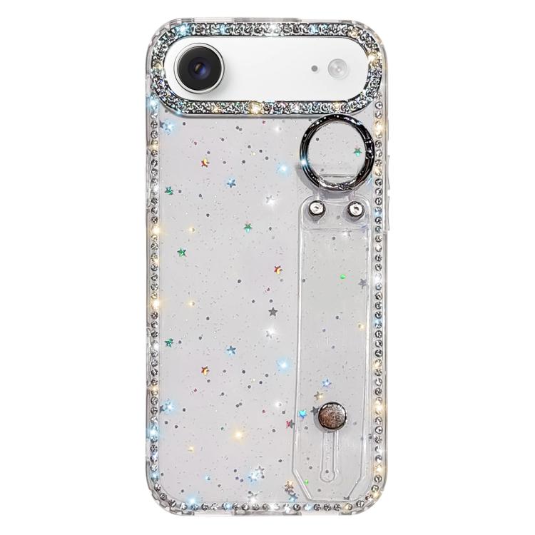 ラインストーングリッターストラップホルダーiPhoneケース、iPhone 17 Pro用、iPhone 17用、iPhone Air用、iPhone 16 Pro Max用、iPhone 16 Pro用、iPhone 16 Plus用、iPhone 16用、iPhone 15 Pro Max用