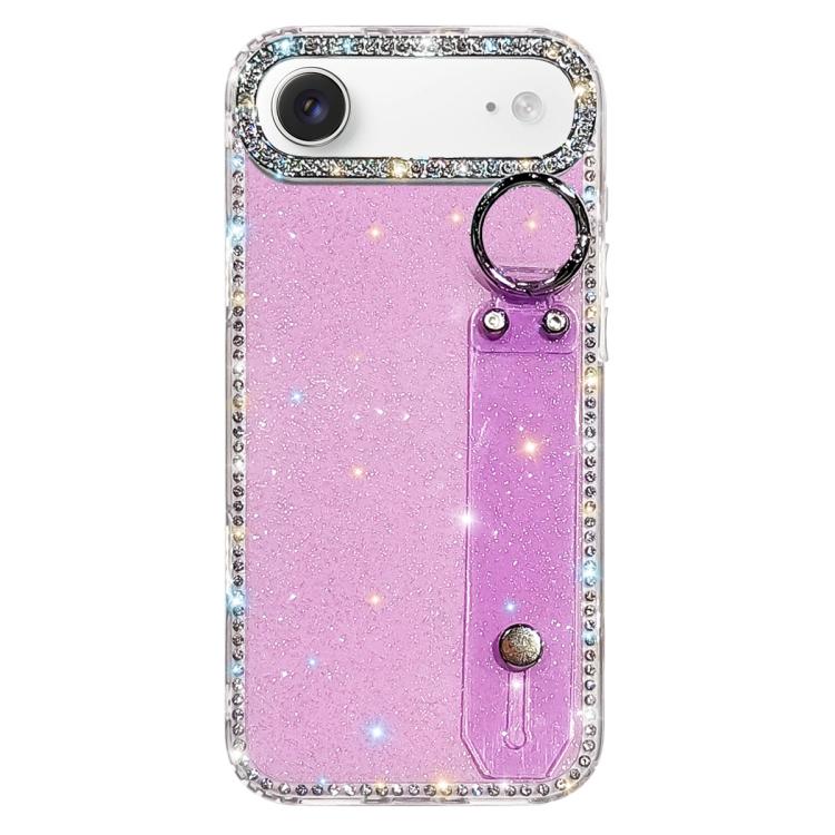 ラインストーングリッターストラップホルダーiPhoneケース、iPhone 17 Pro用、iPhone 17用、iPhone Air用、iPhone 16 Pro Max用、iPhone 16 Pro用、iPhone 16 Plus用、iPhone 16用、iPhone 15 Pro Max用