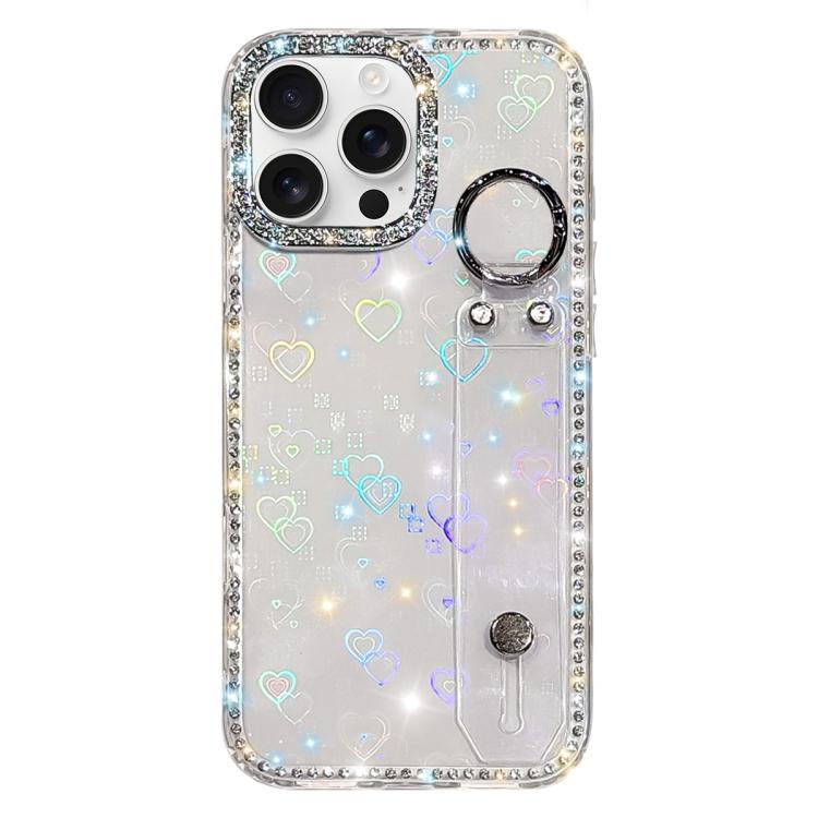ラインストーングリッターストラップホルダーiPhoneケース、iPhone 17 Pro用、iPhone 17用、iPhone Air用、iPhone 16 Pro Max用、iPhone 16 Pro用、iPhone 16 Plus用、iPhone 16用、iPhone 15 Pro Max用