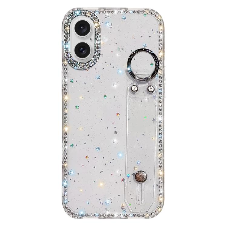 ラインストーングリッターストラップホルダーiPhoneケース、iPhone 17 Pro用、iPhone 17用、iPhone Air用、iPhone 16 Pro Max用、iPhone 16 Pro用、iPhone 16 Plus用、iPhone 16用、iPhone 15 Pro Max用