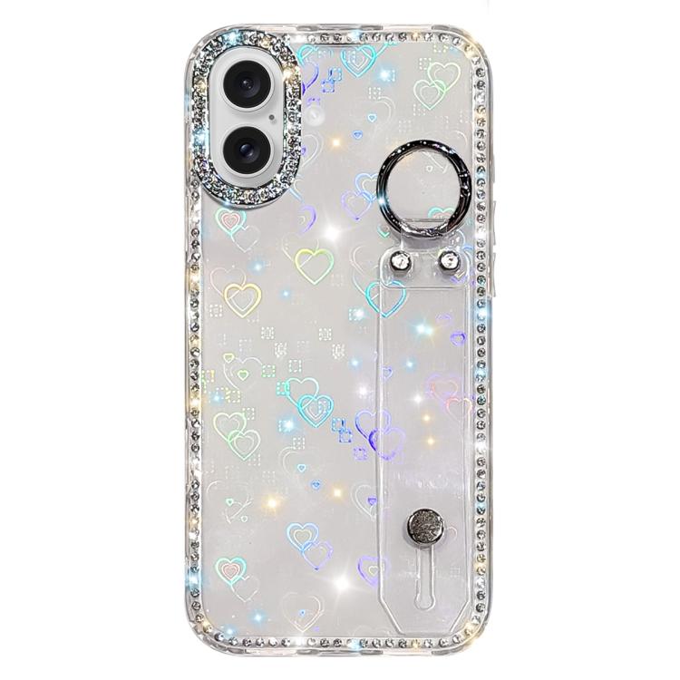 ラインストーングリッターストラップホルダーiPhoneケース、iPhone 17 Pro用、iPhone 17用、iPhone Air用、iPhone 16 Pro Max用、iPhone 16 Pro用、iPhone 16 Plus用、iPhone 16用、iPhone 15 Pro Max用