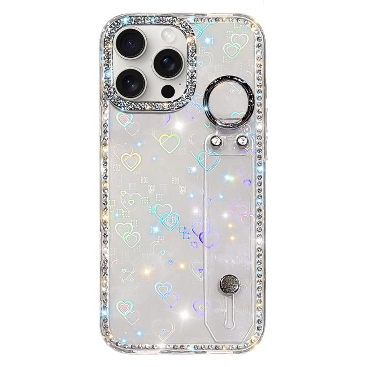 ラインストーングリッターストラップホルダーiPhoneケース、iPhone 17 Pro用、iPhone 17用、iPhone Air用、iPhone 16 Pro Max用、iPhone 16 Pro用、iPhone 16 Plus用、iPhone 16用、iPhone 15 Pro Max用