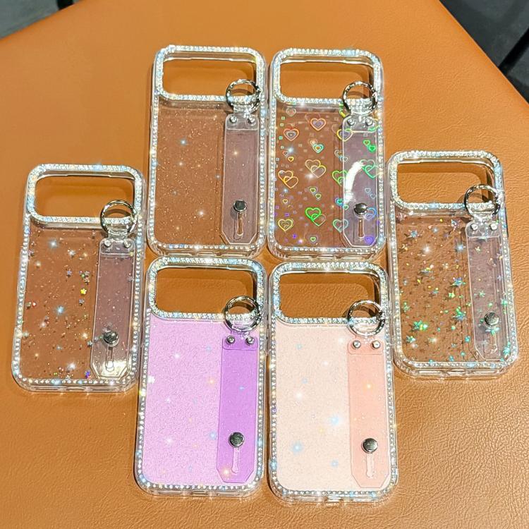 ラインストーングリッターストラップホルダーiPhoneケース、iPhone 17 Pro用、iPhone 17用、iPhone Air用、iPhone 16 Pro Max用、iPhone 16 Pro用、iPhone 16 Plus用、iPhone 16用、iPhone 15 Pro Max用