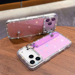 ラインストーングリッターストラップホルダーiPhoneケース、iPhone 17 Pro用、iPhone 17用、iPhone Air用、iPhone 16 Pro Max用、iPhone 16 Pro用、iPhone 16 Plus用、iPhone 16用、iPhone 15 Pro Max用