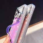 ラインストーングリッターストラップホルダーiPhoneケース、iPhone 17 Pro用、iPhone 17用、iPhone Air用、iPhone 16 Pro Max用、iPhone 16 Pro用、iPhone 16 Plus用、iPhone 16用、iPhone 15 Pro Max用