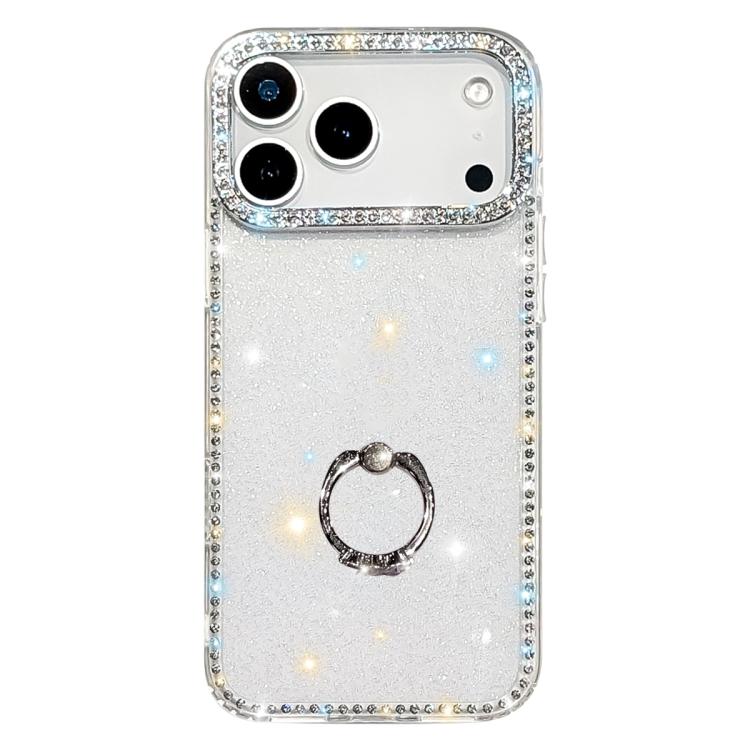 ラインストーンリングホルダー両面IMD PCハイブリッドTPUスマホケース、iPhone 17 Pro Max用、iPhone 17 Pro用、iPhone 17用、iPhone Air用、iPhone 16 Pro Max用、iPhone 16 Pro用、iPhone 16 Plus用、iPhone 16用