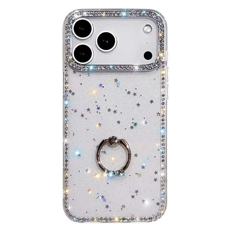 ラインストーンリングホルダー両面IMD PCハイブリッドTPUスマホケース、iPhone 17 Pro Max用、iPhone 17 Pro用、iPhone 17用、iPhone Air用、iPhone 16 Pro Max用、iPhone 16 Pro用、iPhone 16 Plus用、iPhone 16用