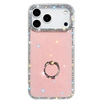 ラインストーンリングホルダー両面IMD PCハイブリッドTPUスマホケース、iPhone 17 Pro Max用、iPhone 17 Pro用、iPhone 17用、iPhone Air用、iPhone 16 Pro Max用、iPhone 16 Pro用、iPhone 16 Plus用、iPhone 16用