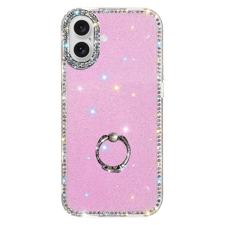 ラインストーンリングホルダー両面IMD PCハイブリッドTPUスマホケース、iPhone 17 Pro Max用、iPhone 17 Pro用、iPhone 17用、iPhone Air用、iPhone 16 Pro Max用、iPhone 16 Pro用、iPhone 16 Plus用、iPhone 16用