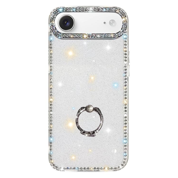 ラインストーンリングホルダー両面IMD PCハイブリッドTPUスマホケース、iPhone 17 Pro Max用、iPhone 17 Pro用、iPhone 17用、iPhone Air用、iPhone 16 Pro Max用、iPhone 16 Pro用、iPhone 16 Plus用、iPhone 16用