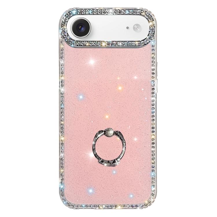 ラインストーンリングホルダー両面IMD PCハイブリッドTPUスマホケース、iPhone 17 Pro Max用、iPhone 17 Pro用、iPhone 17用、iPhone Air用、iPhone 16 Pro Max用、iPhone 16 Pro用、iPhone 16 Plus用、iPhone 16用