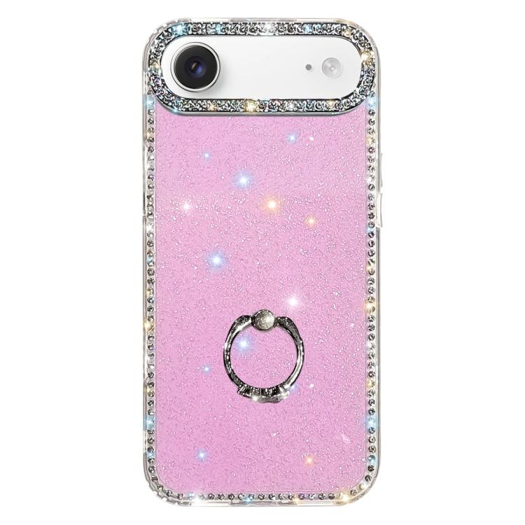 ラインストーンリングホルダー両面IMD PCハイブリッドTPUスマホケース、iPhone 17 Pro Max用、iPhone 17 Pro用、iPhone 17用、iPhone Air用、iPhone 16 Pro Max用、iPhone 16 Pro用、iPhone 16 Plus用、iPhone 16用