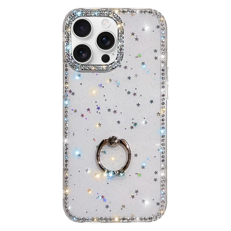 ラインストーンリングホルダー両面IMD PCハイブリッドTPUスマホケース、iPhone 17 Pro Max用、iPhone 17 Pro用、iPhone 17用、iPhone Air用、iPhone 16 Pro Max用、iPhone 16 Pro用、iPhone 16 Plus用、iPhone 16用