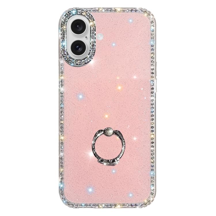 ラインストーンリングホルダー両面IMD PCハイブリッドTPUスマホケース、iPhone 17 Pro Max用、iPhone 17 Pro用、iPhone 17用、iPhone Air用、iPhone 16 Pro Max用、iPhone 16 Pro用、iPhone 16 Plus用、iPhone 16用