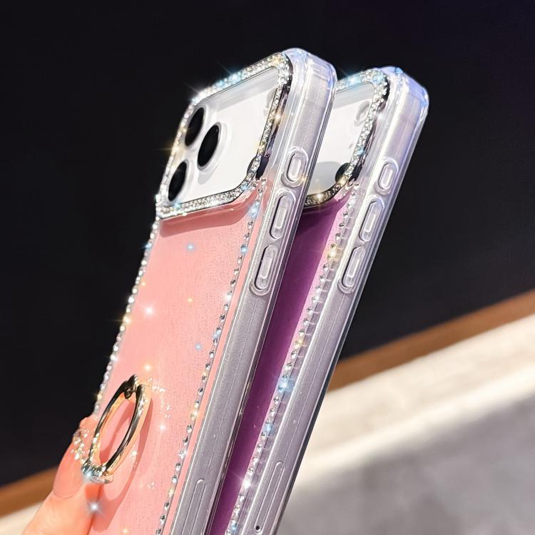 ラインストーンリングホルダー両面IMD PCハイブリッドTPUスマホケース、iPhone 17 Pro Max用、iPhone 17 Pro用、iPhone 17用、iPhone Air用、iPhone 16 Pro Max用、iPhone 16 Pro用、iPhone 16 Plus用、iPhone 16用