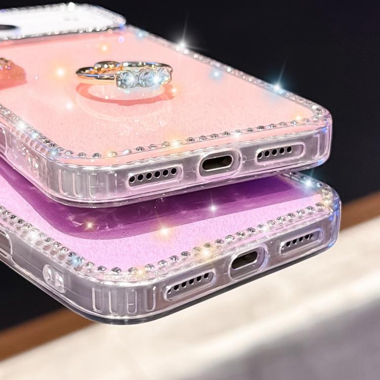 ラインストーンリングホルダー両面IMD PCハイブリッドTPUスマホケース、iPhone 17 Pro Max用、iPhone 17 Pro用、iPhone 17用、iPhone Air用、iPhone 16 Pro Max用、iPhone 16 Pro用、iPhone 16 Plus用、iPhone 16用