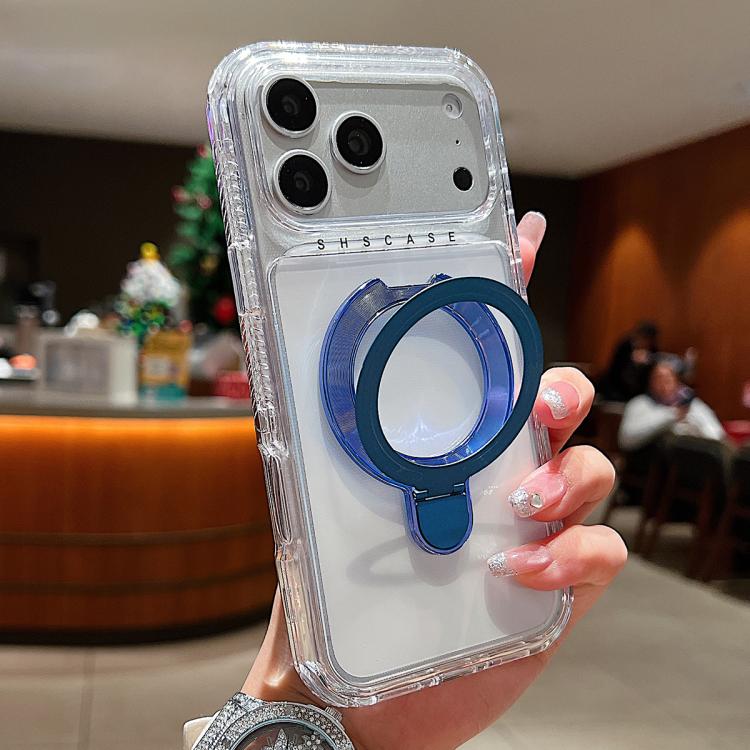 透明ピボットメタルホルダーマグネットスマホケース、iPhone 17 Pro Max用、iPhone 17 Pro用