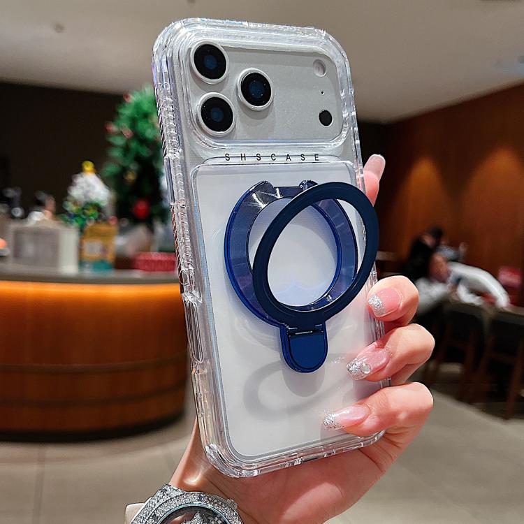 透明ピボットメタルホルダーマグネットスマホケース、iPhone 17 Pro Max用、iPhone 17 Pro用