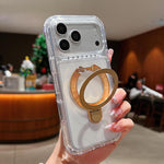 透明ピボットメタルホルダーマグネットスマホケース、iPhone 17 Pro Max用、iPhone 17 Pro用