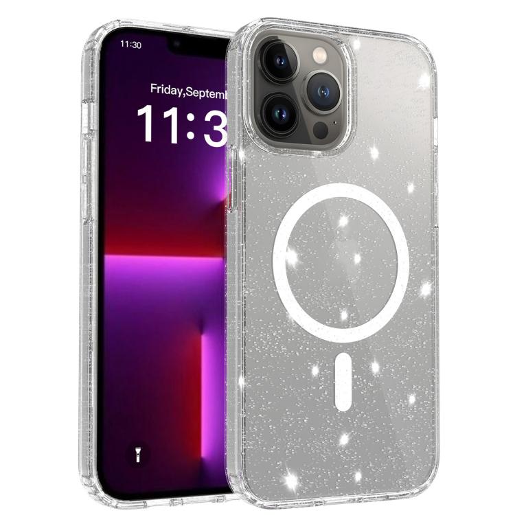 Clear Glitter Magnetic PC Hybrid TPU Phone Case, For iPhone 13 Pro, For iPhone 12, For iPhone 12 Pro Max, For iPhone 12 Pro