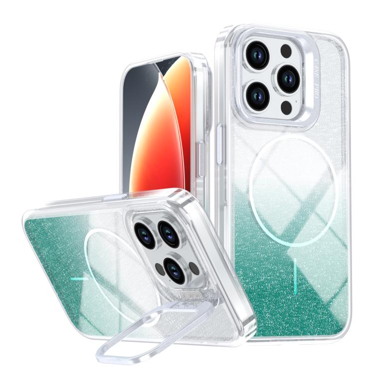 Glitter Gradient Magnetic Lens Frame Holder Phone Case, For iPhone 13 Pro