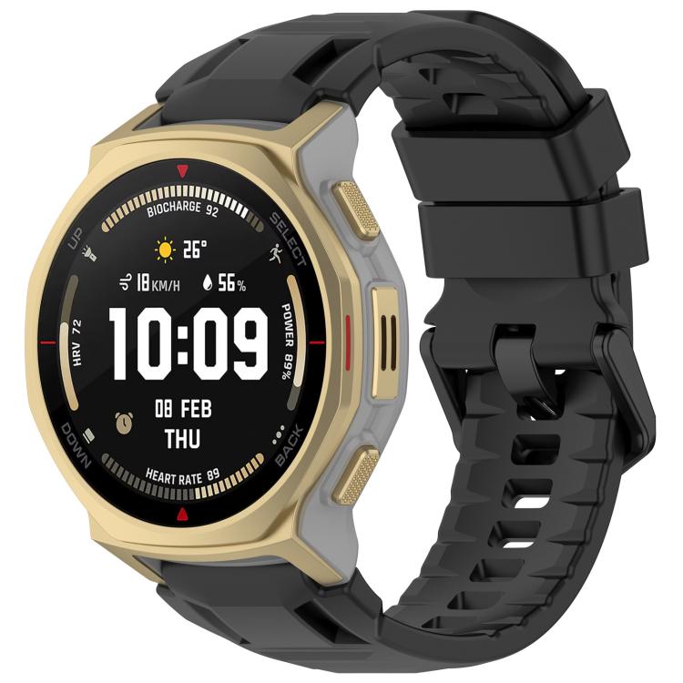 xDfind Solid Color Black Buckle Silicone Watch Band, For Amazfit T-Rex 3 Pro 44mm