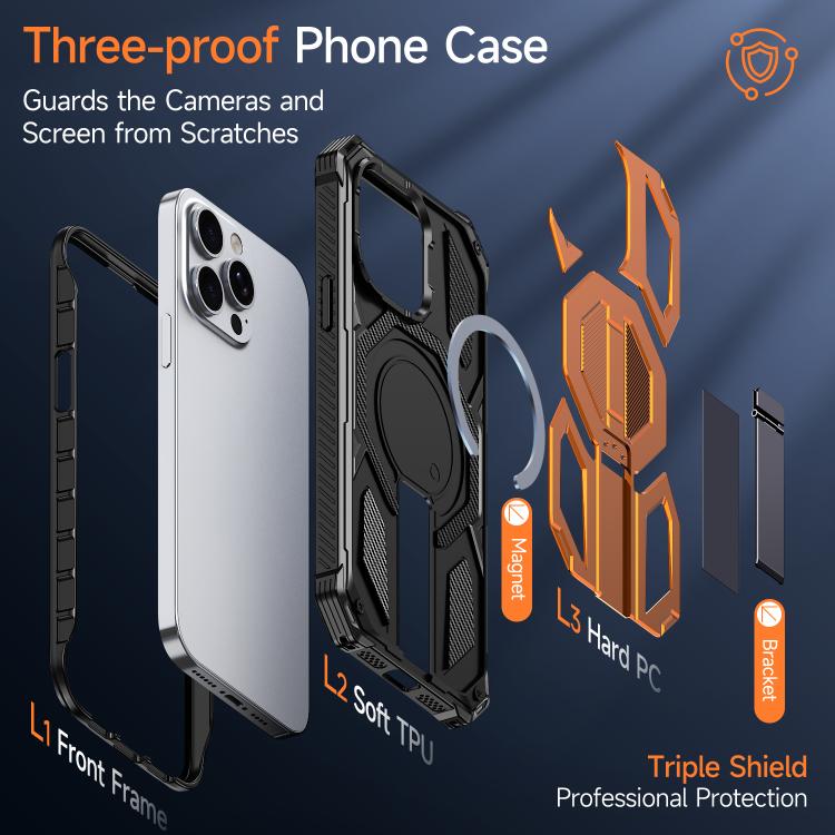 隠し金属ホルダーマグネット衝撃吸収スマホケース、iPhone 13 Pro用