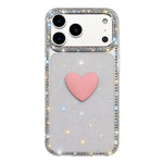 フラッシュラインストーン両面IMDラブハートiPhoneケース、iPhone 17e / 16e用、iPhone 17 Pro Max用、iPhone 17 Pro用、iPhone 17用、iPhone Air用
