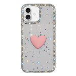 フラッシュラインストーン両面IMDラブハートiPhoneケース、iPhone 17e / 16e用、iPhone 17 Pro Max用、iPhone 17 Pro用、iPhone 17用、iPhone Air用