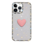 フラッシュラインストーン両面IMDラブハートiPhoneケース、iPhone 16 Pro Max用、iPhone 16 Pro用、iPhone 16 Plus用、iPhone 16用、iPhone 15 Pro Max用