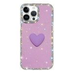 フラッシュラインストーン両面IMDラブハートiPhoneケース、iPhone 16 Pro Max用、iPhone 16 Pro用、iPhone 16 Plus用、iPhone 16用、iPhone 15 Pro Max用