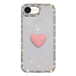 フラッシュラインストーン両面IMDラブハートiPhoneケース、iPhone 17e / 16e用、iPhone 17 Pro Max用、iPhone 17 Pro用、iPhone 17用、iPhone Air用