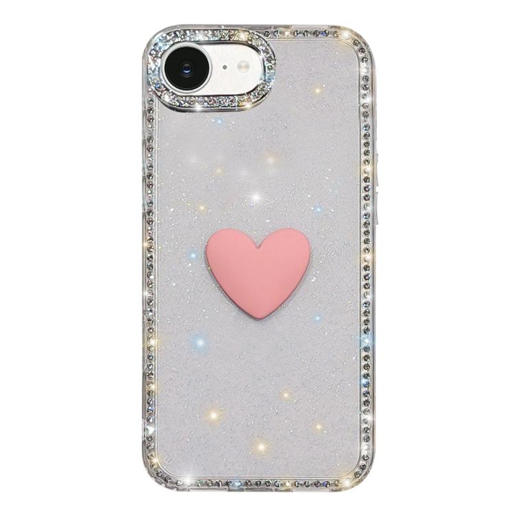 フラッシュラインストーン両面IMDラブハートiPhoneケース、iPhone 17e / 16e用、iPhone 17 Pro Max用、iPhone 17 Pro用、iPhone 17用、iPhone Air用