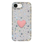 フラッシュラインストーン両面IMDラブハートiPhoneケース、iPhone 17e / 16e用、iPhone 17 Pro Max用、iPhone 17 Pro用、iPhone 17用、iPhone Air用