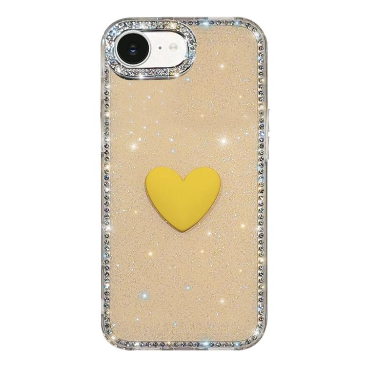 フラッシュラインストーン両面IMDラブハートiPhoneケース、iPhone 17e / 16e用、iPhone 17 Pro Max用、iPhone 17 Pro用、iPhone 17用、iPhone Air用