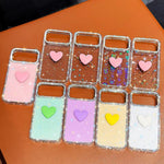 フラッシュラインストーン両面IMDラブハートiPhoneケース、iPhone 17e / 16e用、iPhone 17 Pro Max用、iPhone 17 Pro用、iPhone 17用、iPhone Air用