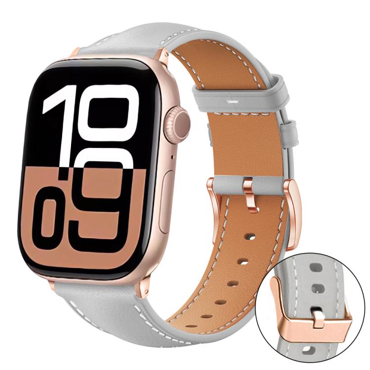 xDfind ローズゴールドバックル ブラックシャーク細粒ヴィーガンレザーウォッチバンド、Apple Watch 42 / 44 / 45 / 46 / 49mm用、Apple Watch 38 / 40 / 41 / S11 42mm用