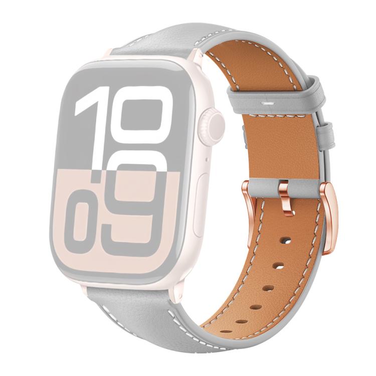 xDfind ローズゴールドバックル ブラックシャーク細粒ヴィーガンレザーウォッチバンド、Apple Watch 42 / 44 / 45 / 46 / 49mm用、Apple Watch 38 / 40 / 41 / S11 42mm用